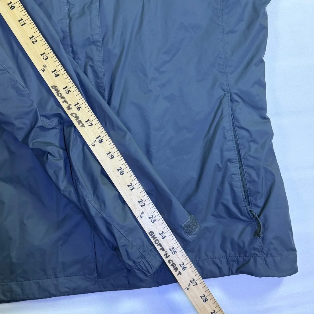 Columbia Womens Slate Blue Hooded Rain Jacket Mesh Lined Nylon Shell Large